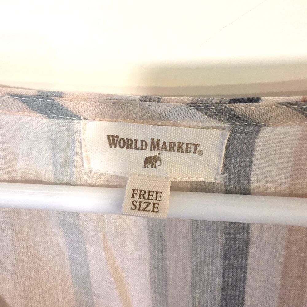 World Market Womens Striped Kaftan Dress Swim Cover One Size Neutral Colors - Picture 4 of 4